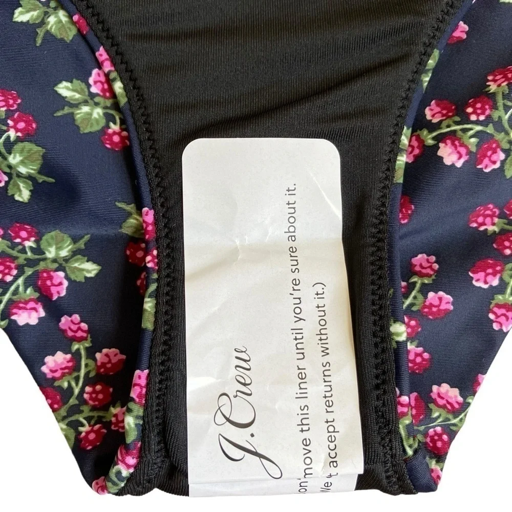 NWT J. Crew Hipster Bikini Bottom in Twilight Berry Navy with Pink Print Sz 2X